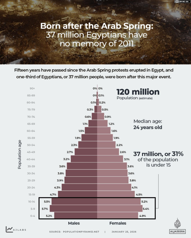 Born after the Arab Spring: 37 million Egyptians have no memory of 2011