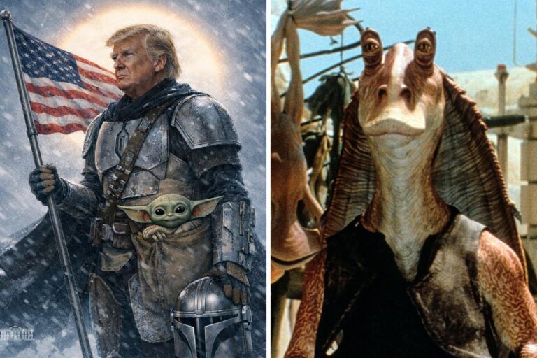 White House’s “May The 4th” Meme Depicts Trump As The Mandalorian, Prompting Angry ‘Star Wars’ Fans To Retaliate: “Always Thought Trump Looked Like Jar Jar”